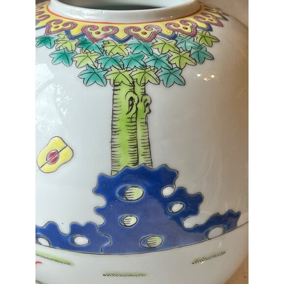 Antique Famille Hand-Painted Chinese Porcelain Vase 7" with Mark White Pink Gree - Picture 12 of 16